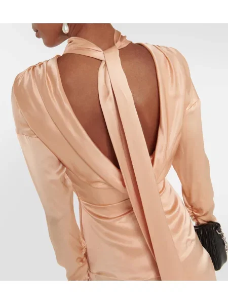 Rochie midi Alessandra Rich din satin până la genunchi de costum roz