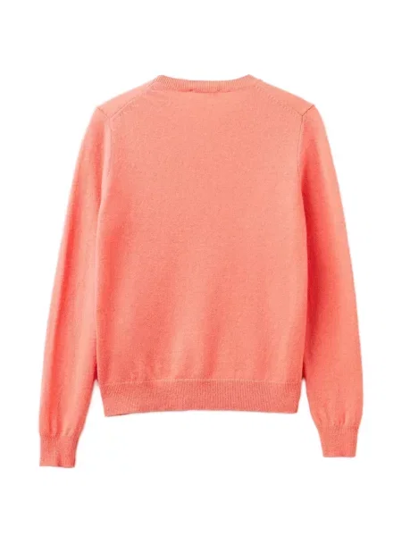 Pulover Benetton cu decolteu rotund roz