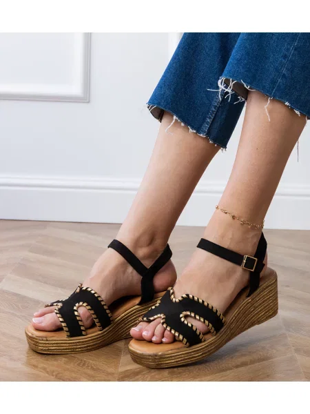 Sandale D/ceo cu broderie negru