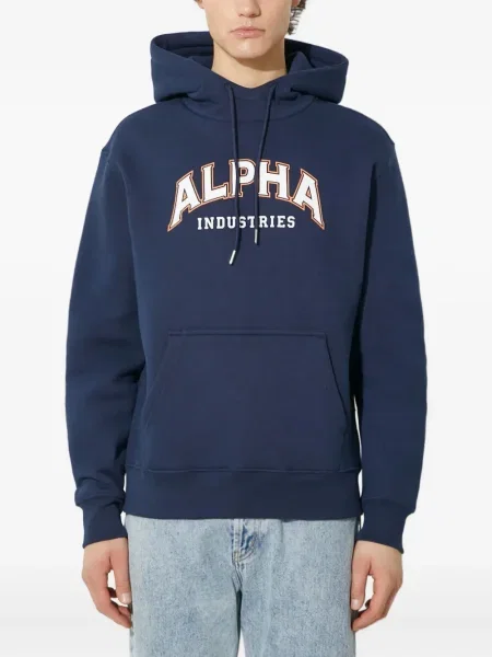 Hanorac cu glugă Alpha Industries cu imagine albastru
