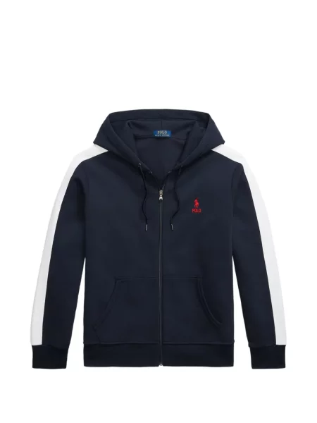 Tricou polo Polo Ralph Lauren cu glugă cu blană cu broderie roșu