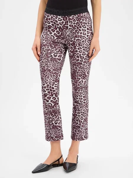 Marc Cain Legginsy Kobiety Dżersej czarny|lila|biały wzorzysty 36 białe