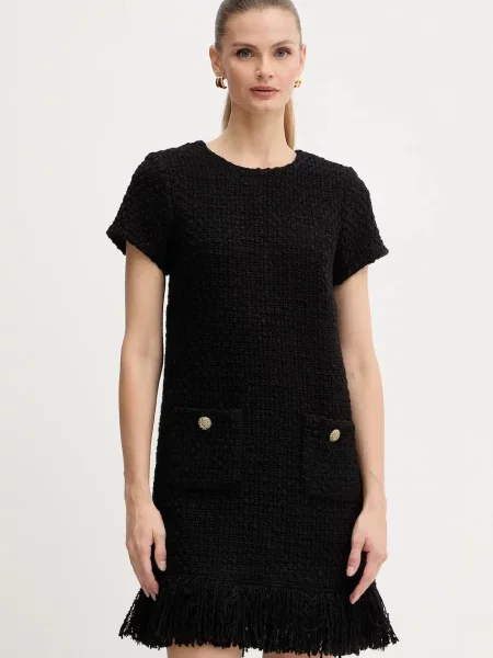 Luisa Spagnoli rochie cu lână mini drept negru