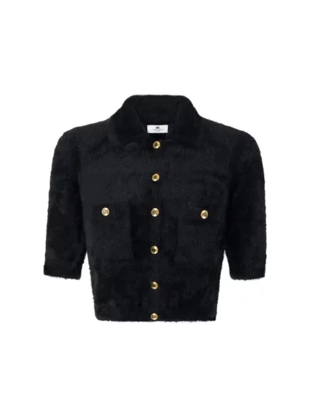 Dzianinowy mały mały kardigan Elisabetta Franchi czarny