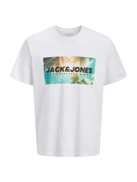 Jack & Jones Plus Majica JJINDIANA rjava / pastelno zelena / črna bela