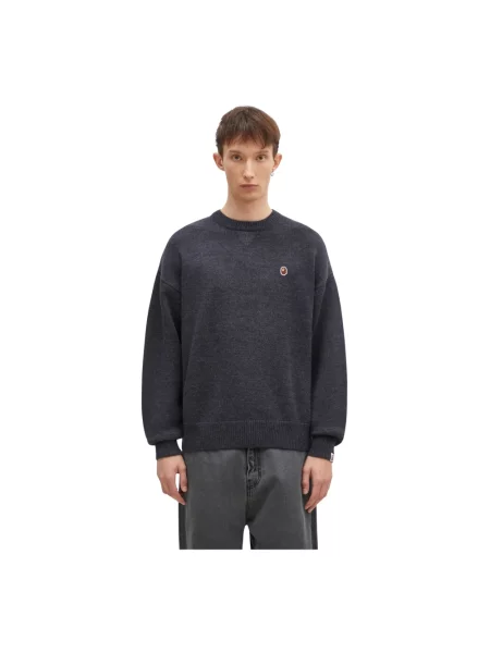 A Bathing Ape sweter wełniany One Point szary