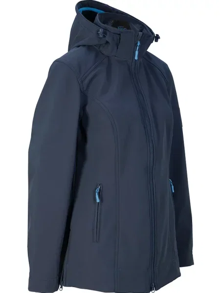 Kurtka softshell ze stretchem odpychająca wodę niebieska