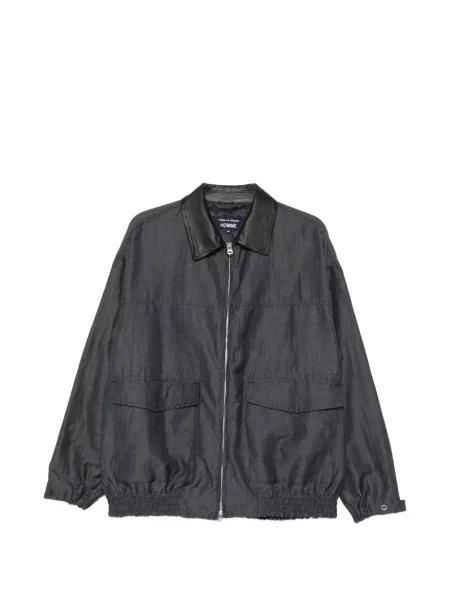 Gulerat geanta de piele Comme Des Garçons Homme cu model herringbone albastru