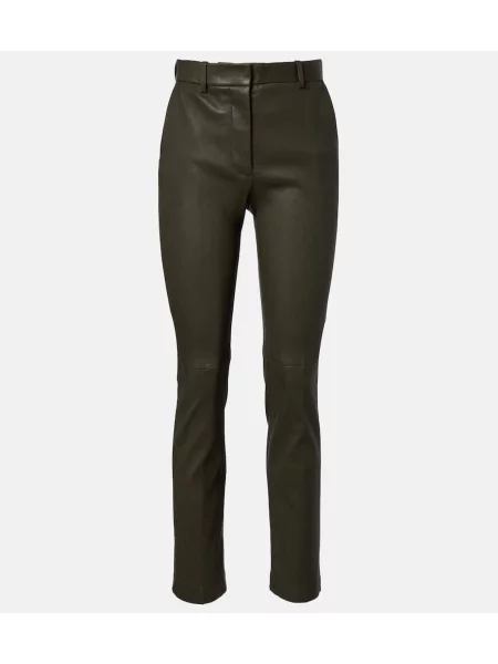 Pantaloni Joseph din piele verde