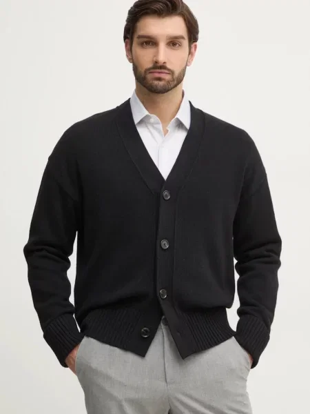 BOSS cardigan din amestec de lână negru