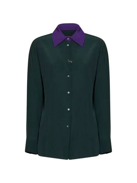 Cămașă Weekend Max Mara de mătase verde