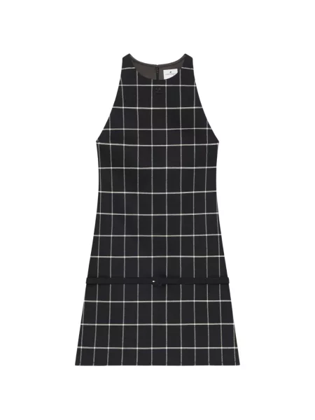 Sukienka mini Courreges w kratę w kształcie litery A czarna