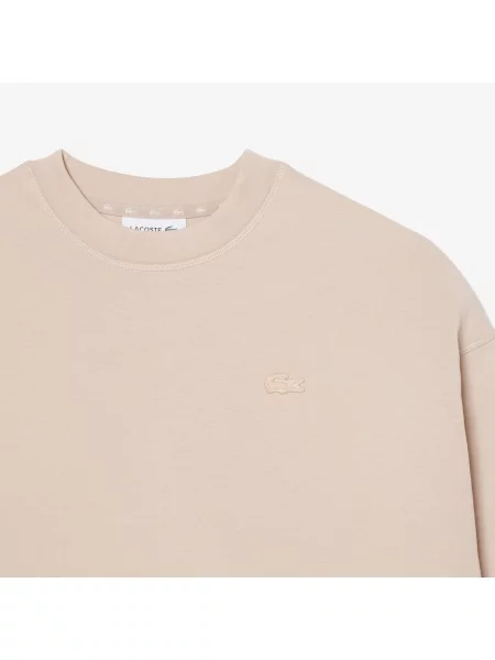 Lacoste Bluza Z Okrągłym Dekoltem Oversize beżowa