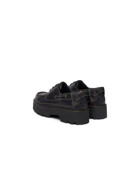 Tommy Jeans Poltopánky Archive Boat Shoe Leather čierna