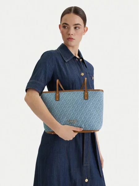 Torebka z aplikacją z logo model ‘S TOTE EVRIM’ Liu Jo niebieska