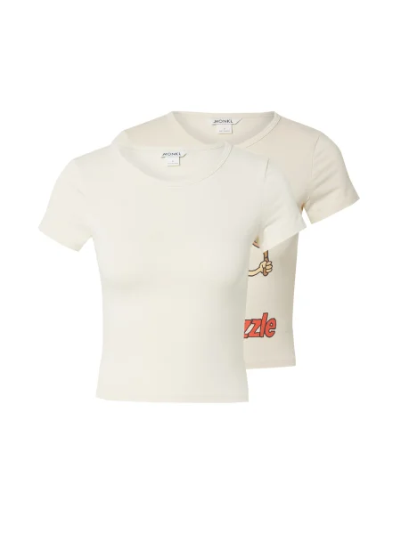 Monki Tricou / ecru / roșu orange bej
