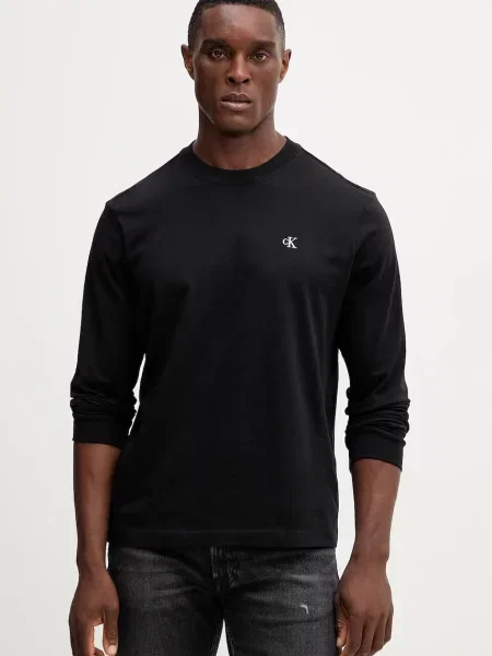 Μπλούζα με μακριά μανίκια Calvin Klein Jeans μαύρο