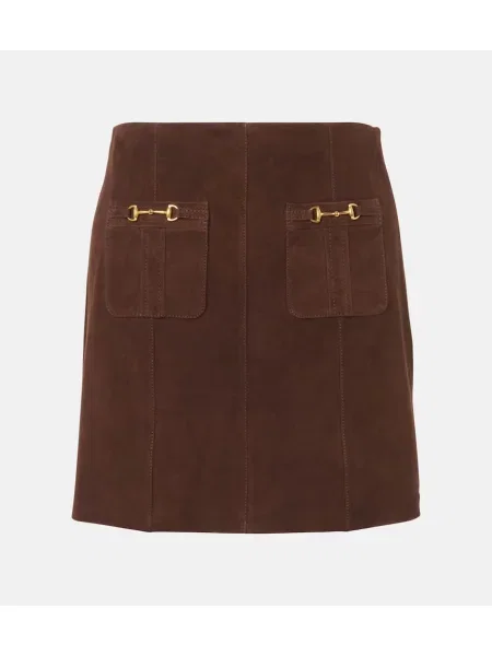 Fustă Rixo din piele de căprioară maro