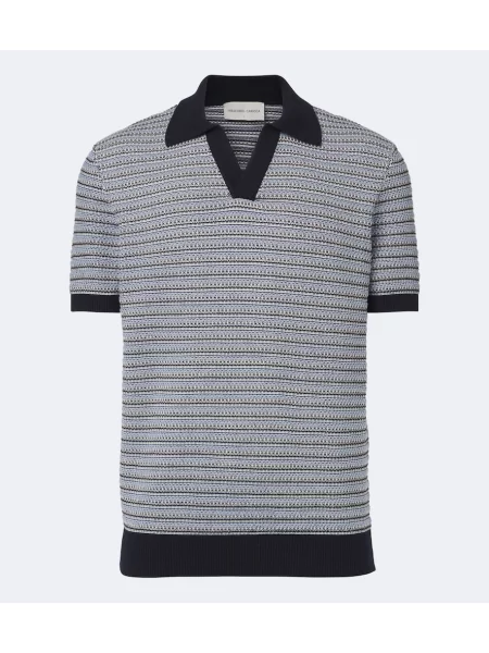 Tricou polo Frescobol Carioca din cașmir albastru