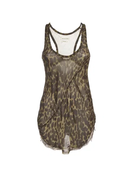 Top Marant Etoile din șifon cu imagine cu model leopard maro