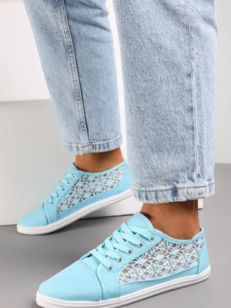 Tenisi albaștri cu inserții ajurate pe laterale Salessa albastru