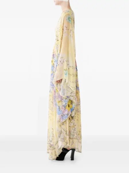 Rochie maxi Camilla cu decolteu în V galben