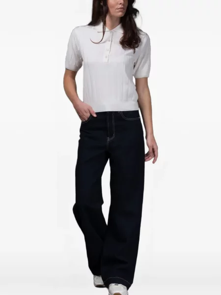 Polo Moorer prążkowane białe