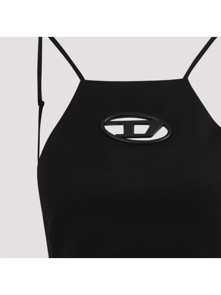 Top Diesel wełniany elegancki z dekoltem halter czarny