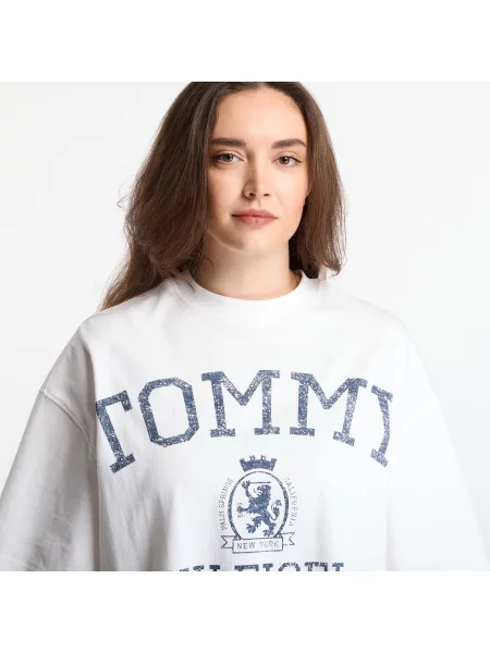 Тениска Tommy Hilfiger Varsity Crest Rlx Ss T-Shirt Ecru S