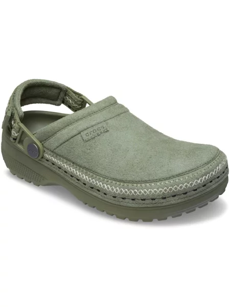 Pantofi Crocs din piele de căprioară verde