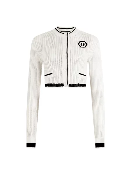 Dzianinowy kardigan Philipp Plein biały