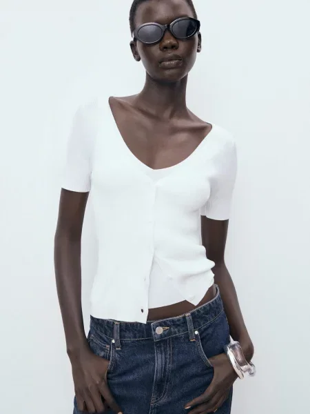 Кардиган MANGO віскоза/бавовна білий