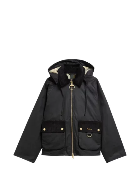 Geacă Barbour de catifea cord cu glugă negru