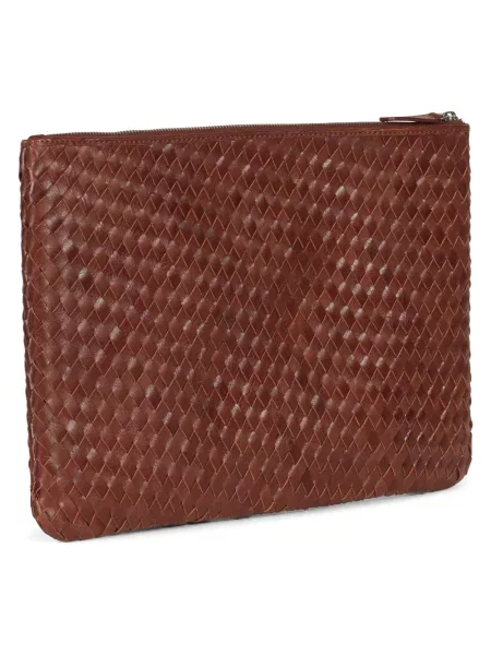 Torba na laptopa Howard London skórzana pleciona brązowa