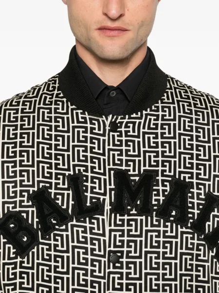 Geacă bomber Balmain cu imprimeu geometric negru