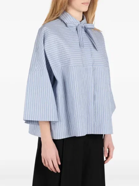 Koszula w paski Société Anonyme z kokardką w paski niebieska