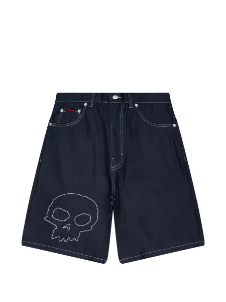 Džínové šortky Pleasures s výšivkou modré