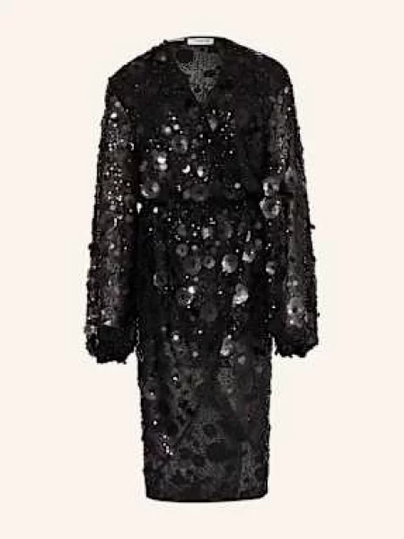 Essentiel Antwerp Sukienka Ishine W Stylu Kopertowym Z Cekinami schwarz czarna