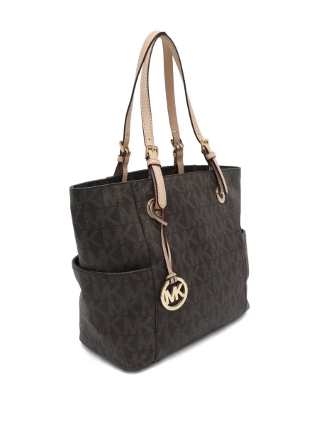 Voiaj geantă de voiaj Michael Michael Kors din piele cu autograf maro