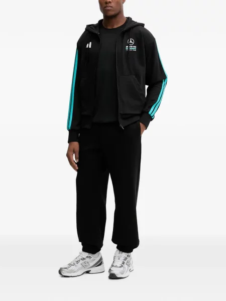 Pantaloni Adidas cu dungi alergare negru