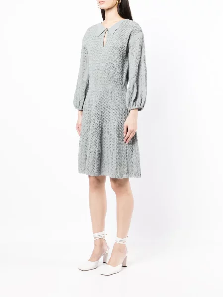 Pletené oblekové šaty Chanel Pre-owned s volány šedé