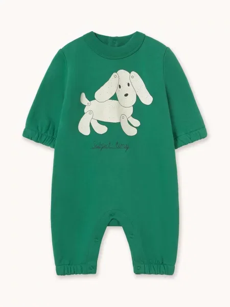 Tinycottons kombinezon za bebe od pamuka DOG GRAPHIC ONE-PIECE zelena