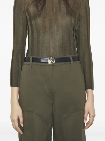 Curea Tory Burch cu cataramă cu autograf negru