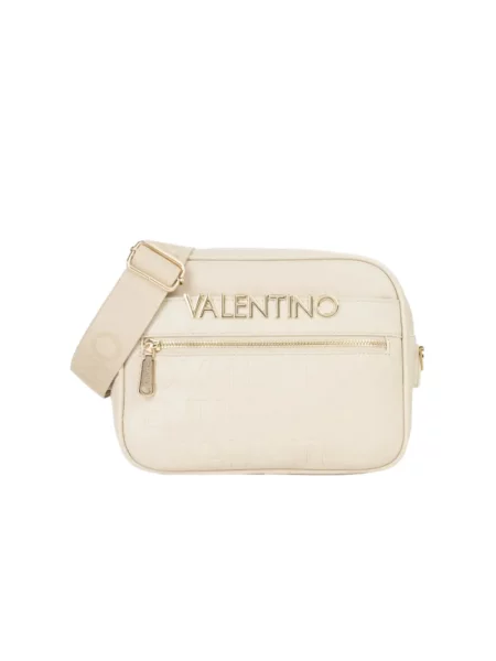 Lniana torebka crossbody Valentino By Mario Valentino beżowa