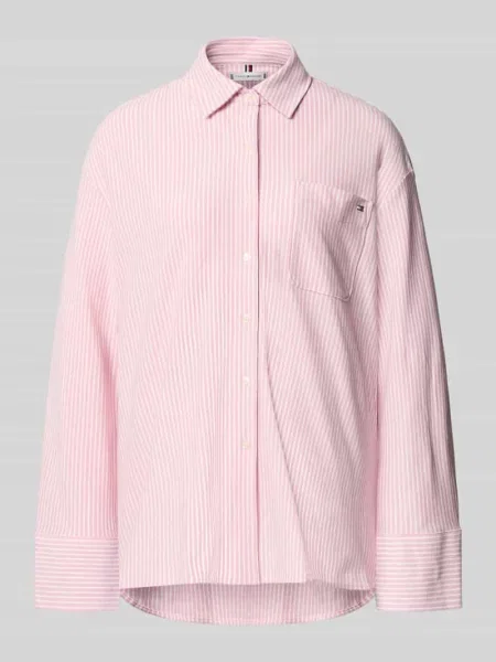 Bluzka o kroju oversized z mieszanki bawełny Tommy Hilfiger różowa