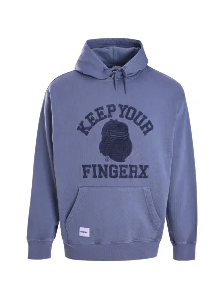 Hanorac cu glugă Fingercroxx cu autograf albastru