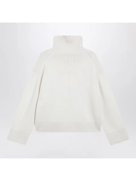 Lniany sweter z golfem Loulou De Saison biały
