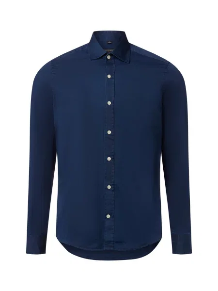 Finshley & Harding Koszula Mężczyźni Slim Fit jednolity S niebieski
