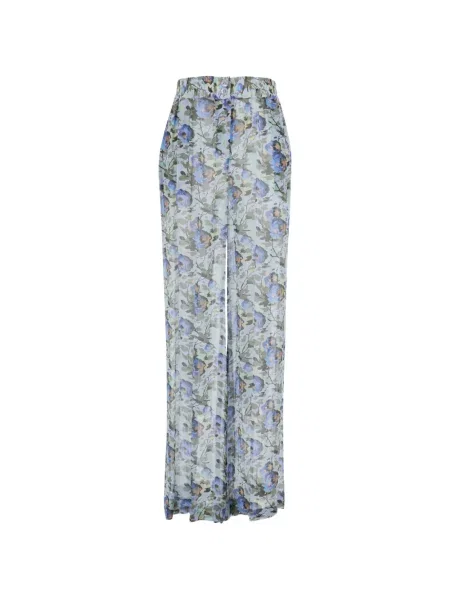 Pantaloni palazzo Semicouture cu model floral cu imagine albastru