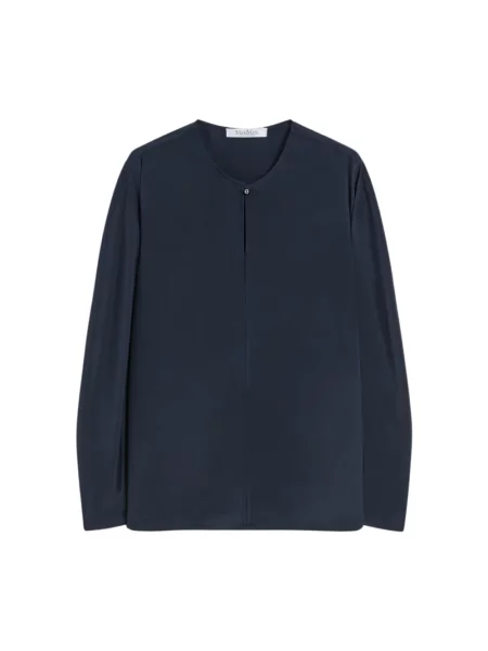 Długi top Max Mara z długim rękawem niebieski